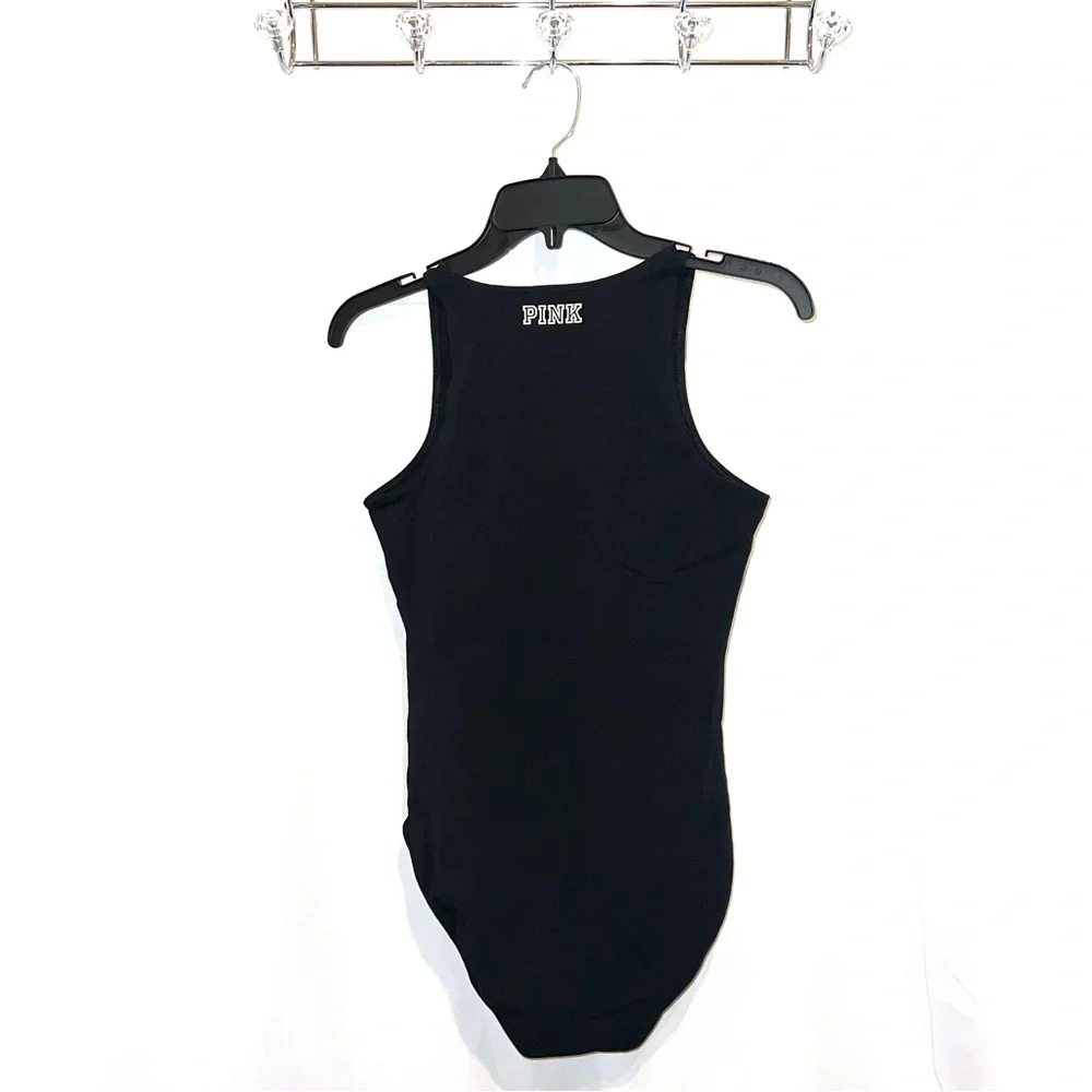 Victoria's Secret PINK Black & White Slay High Neck Sleeveless Bodysuit (XS) - Picture 7 of 8